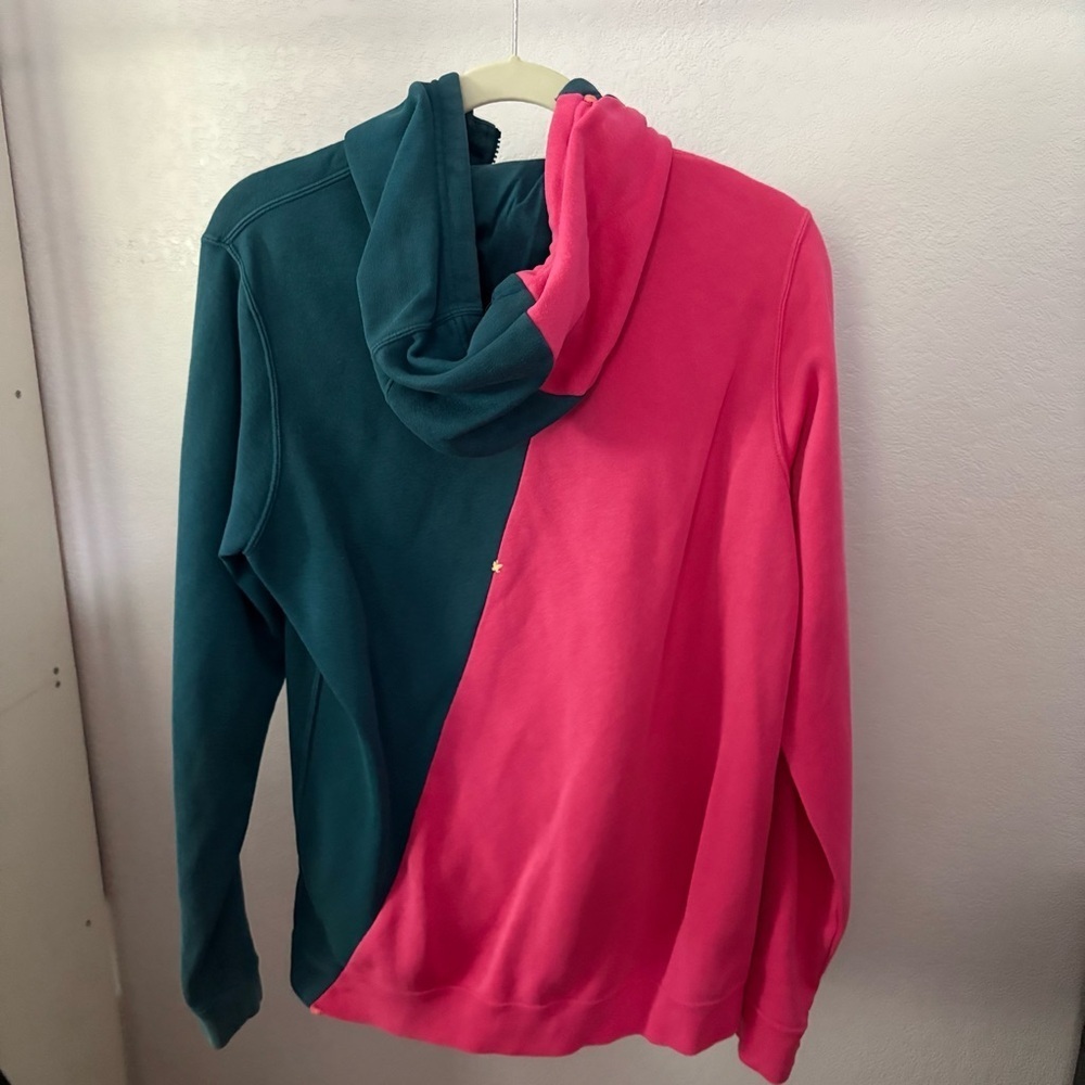 NIKE sz M DIY Fleece Hoodie FULL Zip Pink Blue Half Long Sleeve - Picture 9 of 11